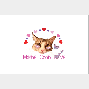 Maine Coon Love & butterflies Posters and Art